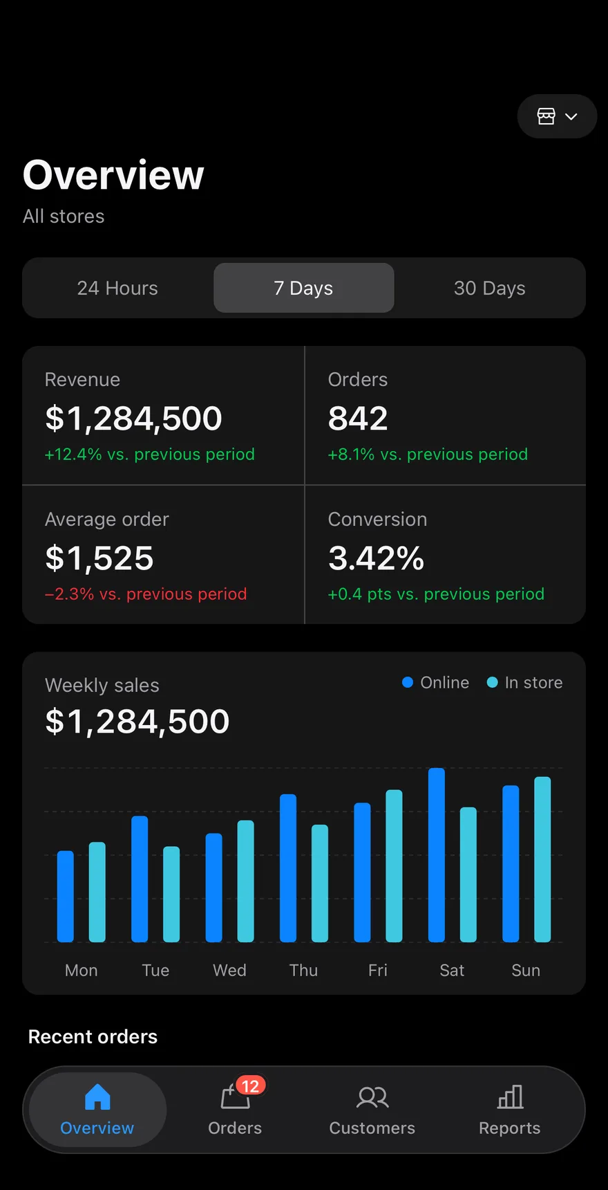Dash Store on iOS in dark mode