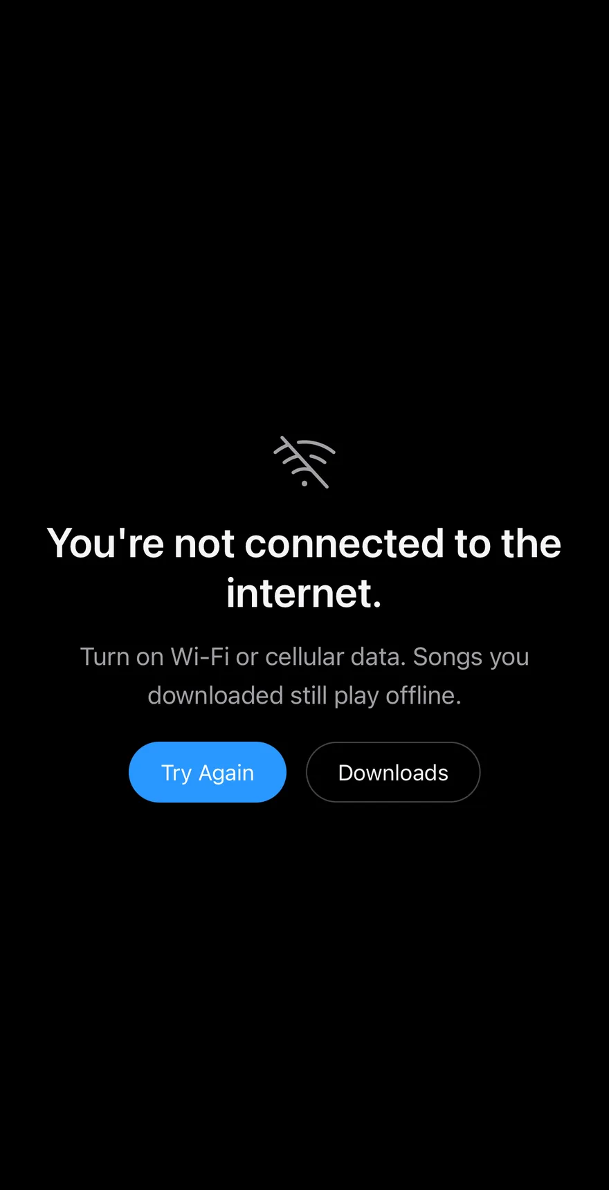 Empty Offline on iOS in dark mode