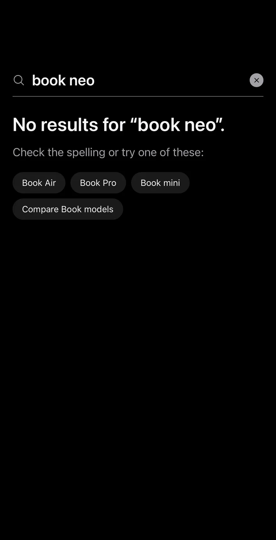Empty Search on iOS in dark mode