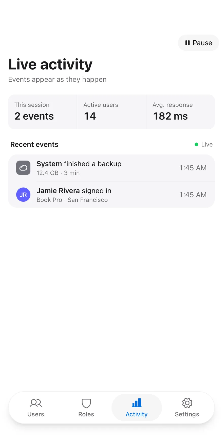 Log Live on iOS in light mode