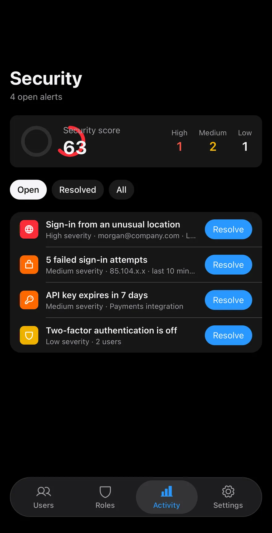 Log Security on iOS in dark mode