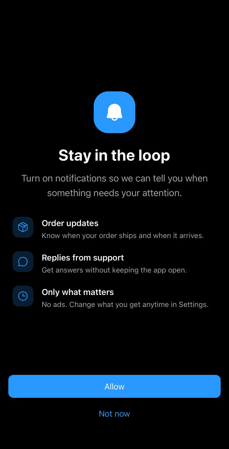 Permission Primer on iOS in dark mode