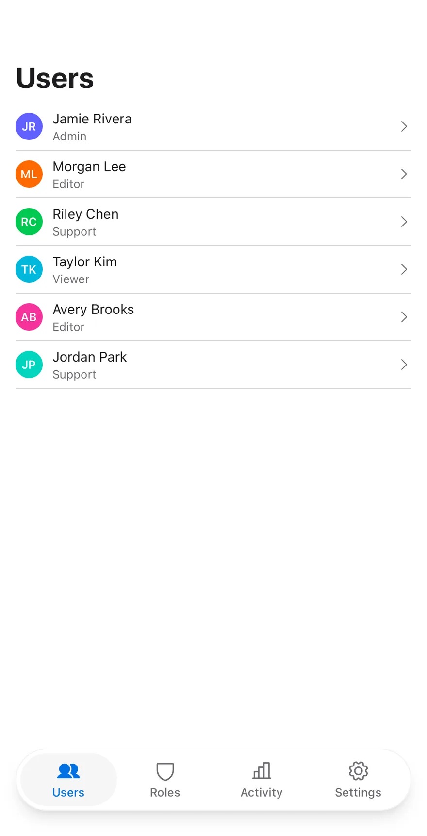 Users Detail on iOS in light mode