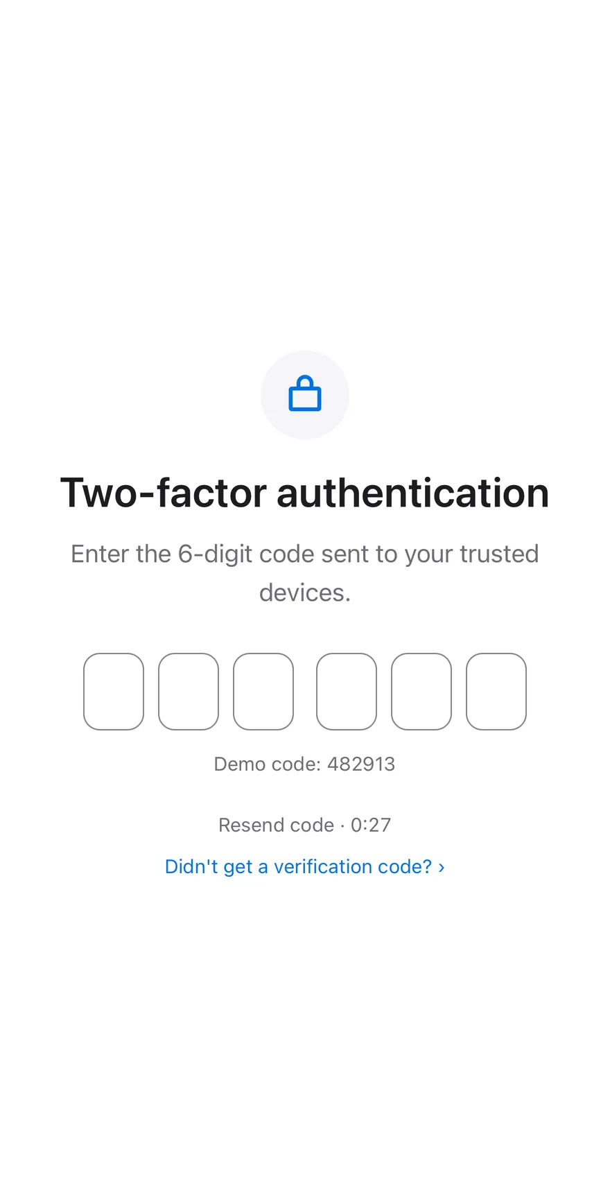 Verify Code on iOS in light mode