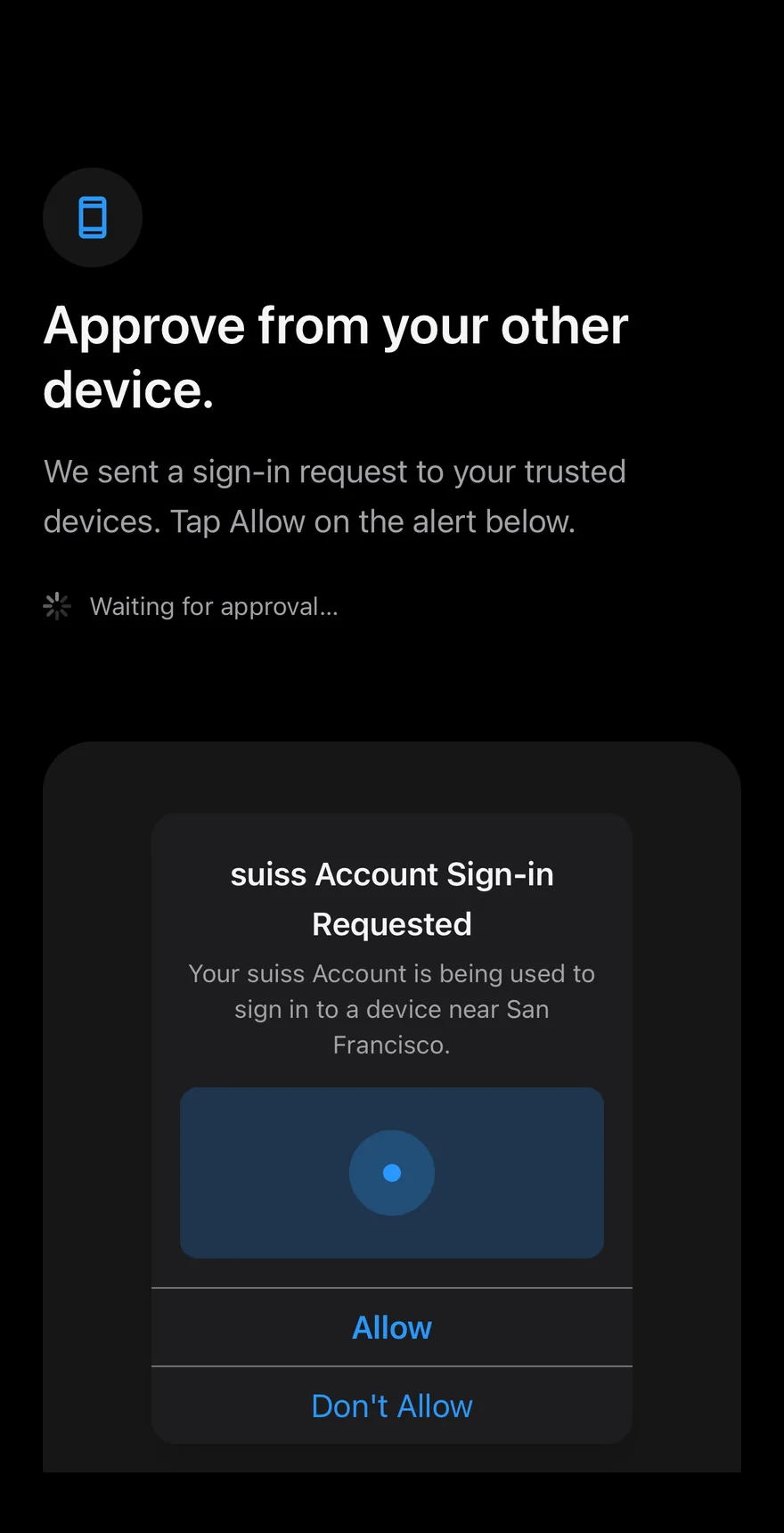 Verify Device on iOS in dark mode