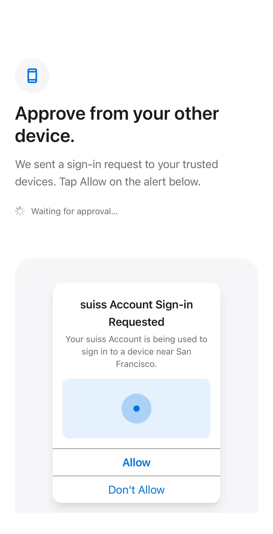 Verify Device on iOS in light mode