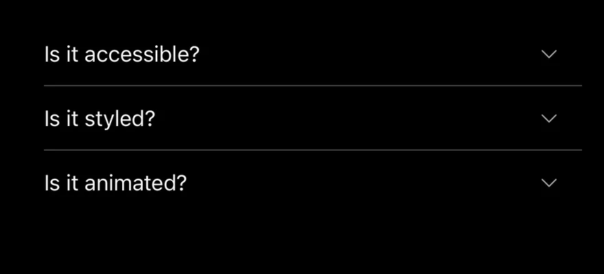 Accordion on iOS in dark mode