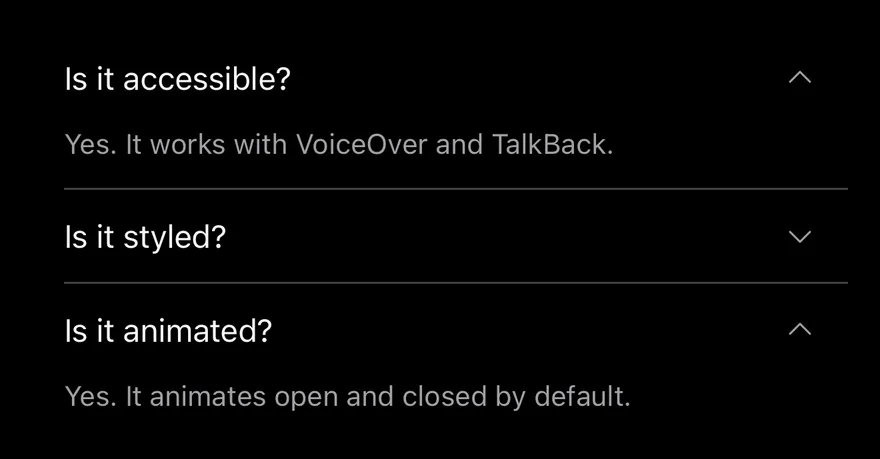Accordion (multiple) on iOS in dark mode