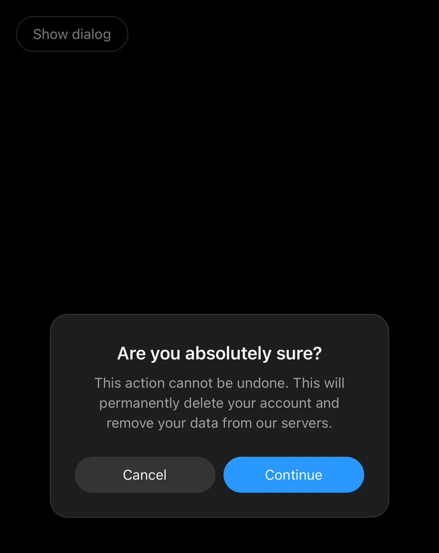 Alert Dialog on iOS in dark mode
