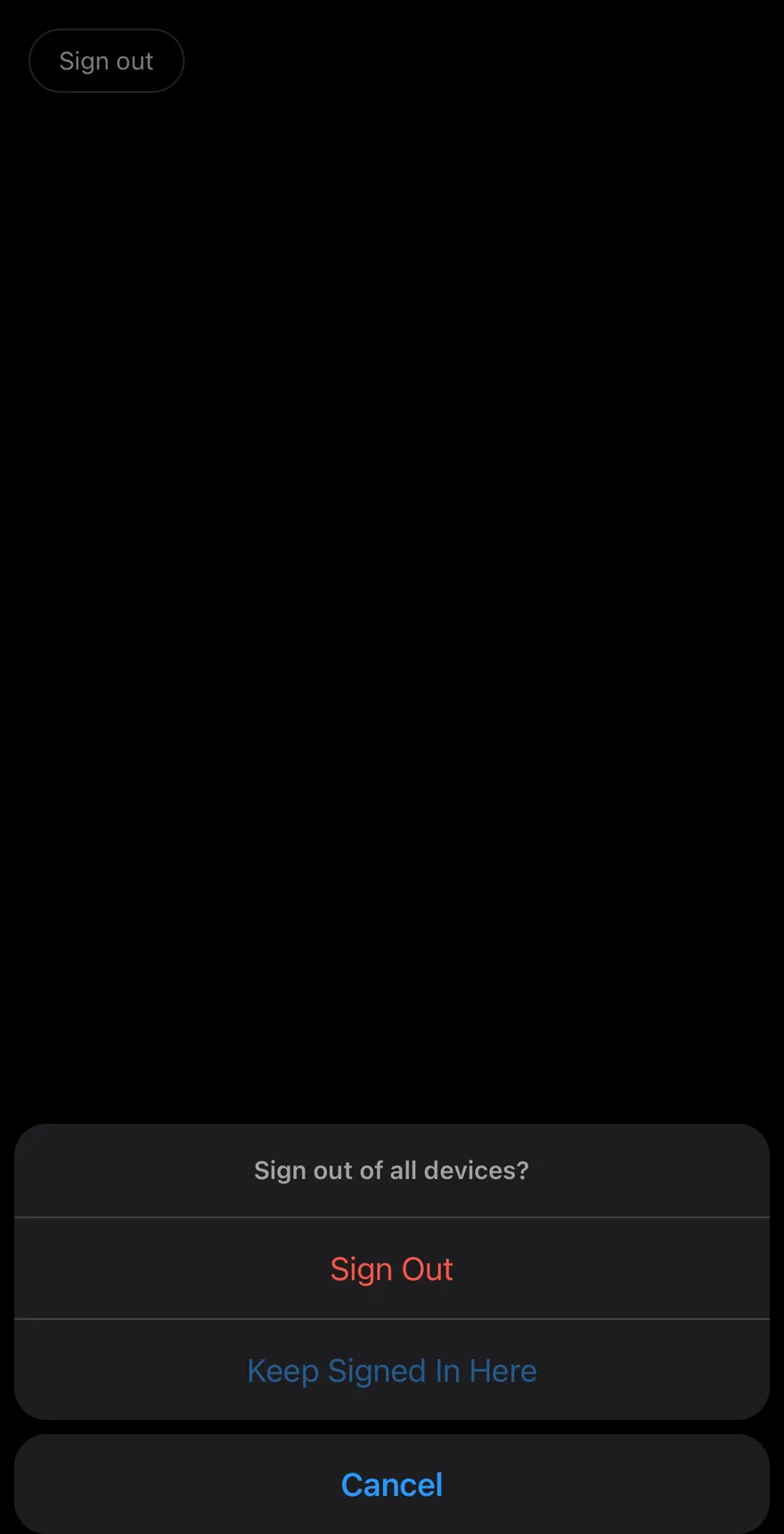 Alert Sheet (not dismissible) on iOS in dark mode