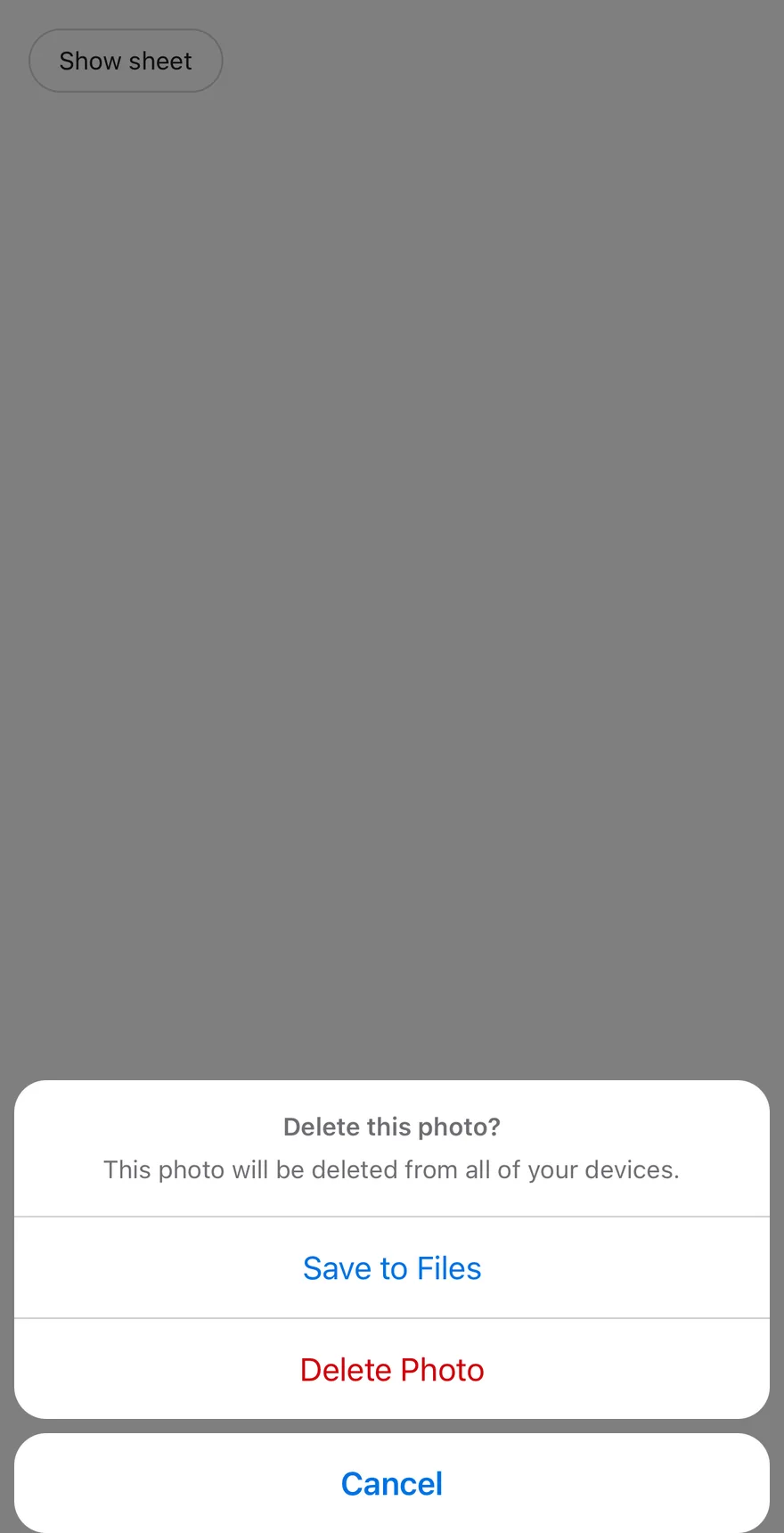 Alert Sheet (open by default) on iOS in light mode