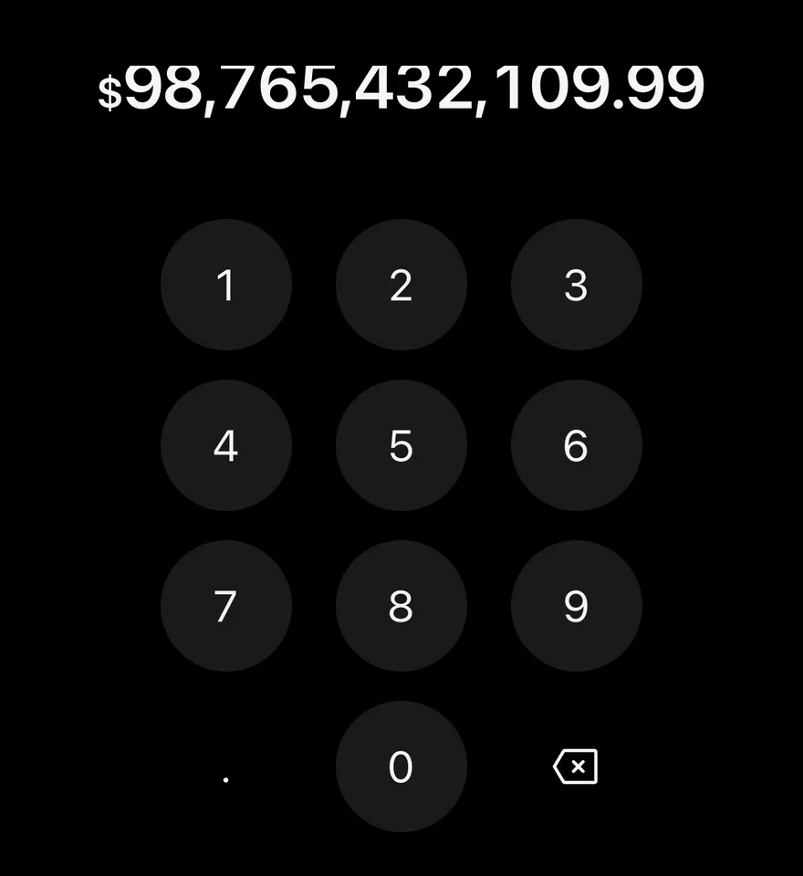 Amount Input (long amount) on iOS in dark mode