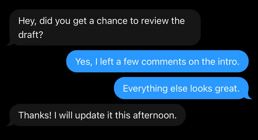 Bubble (conversation) on iOS in dark mode