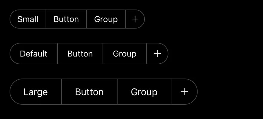 Button Group (sizes) on iOS in dark mode
