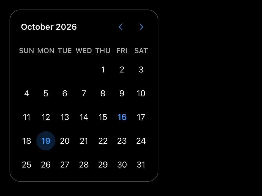 Calendar on iOS in dark mode