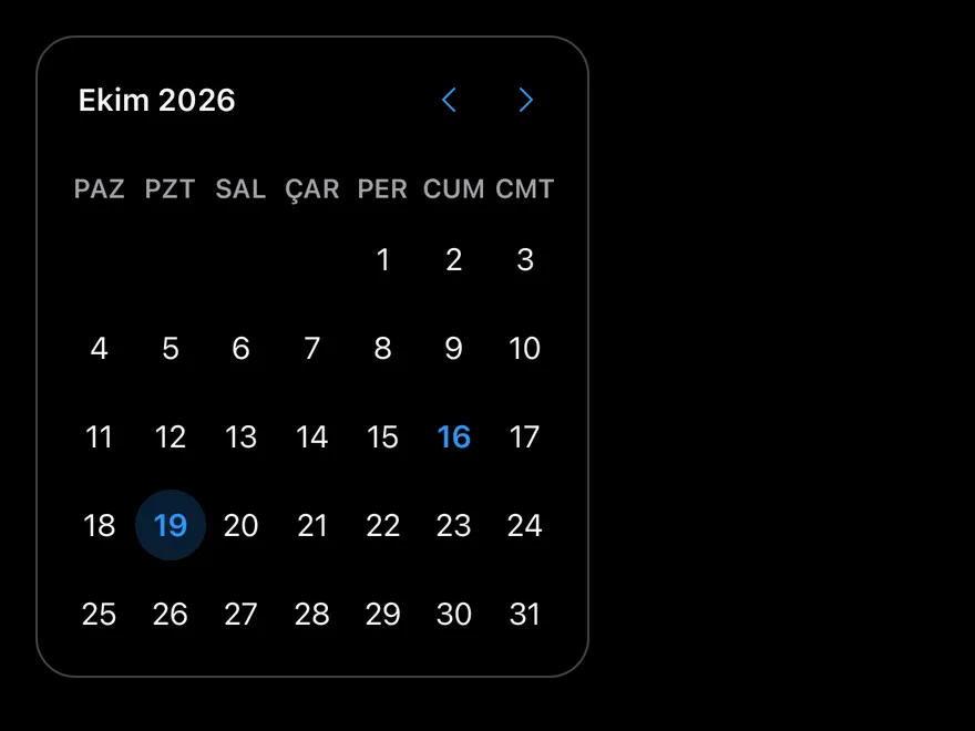 Calendar (locale) on iOS in dark mode