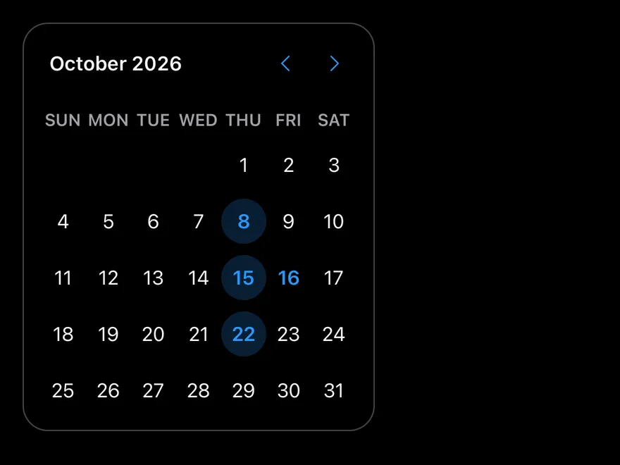 Calendar (multiple) on iOS in dark mode