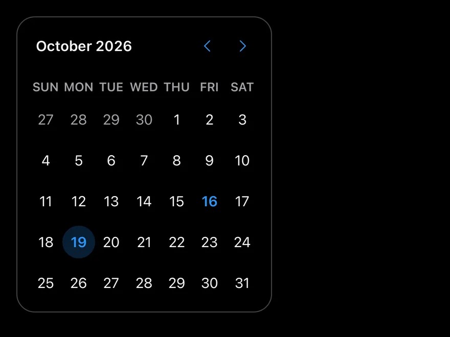 Calendar (outside days) on iOS in dark mode