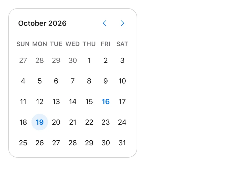 Calendar (outside days) on iOS in light mode