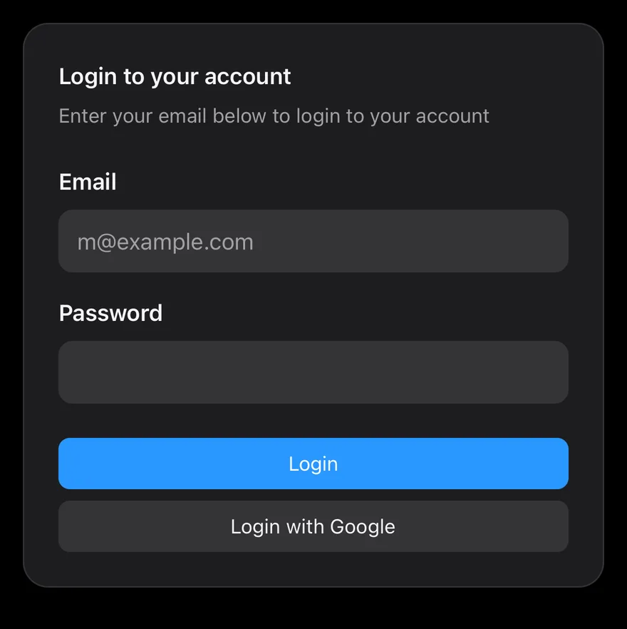 Card on iOS in dark mode