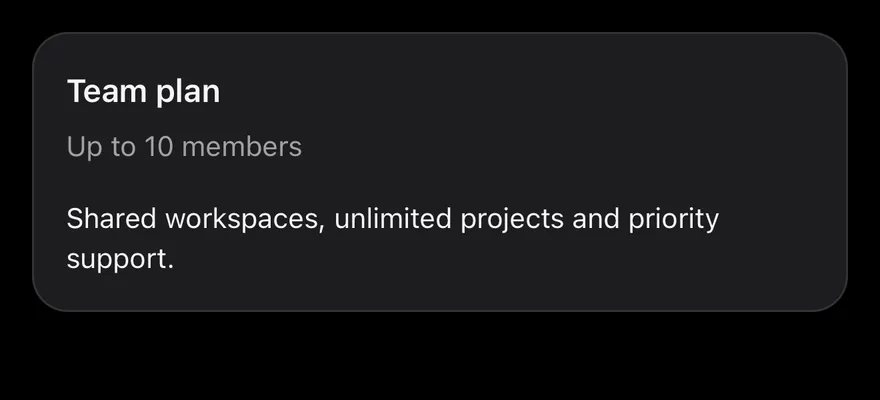 Card (small) on iOS in dark mode