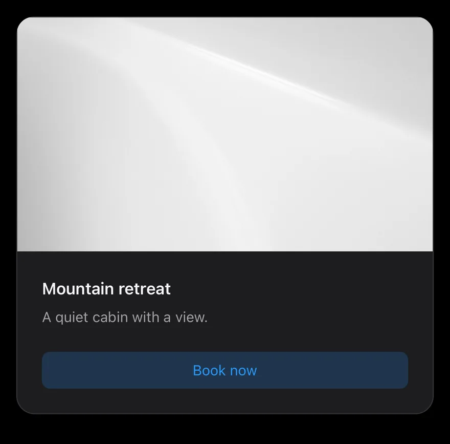 Card (with image) on iOS in dark mode