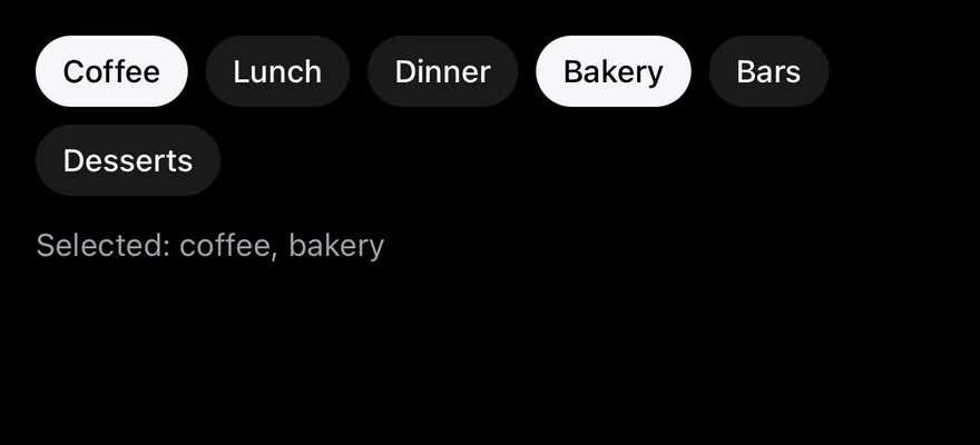 Chip (group multiple) on iOS in dark mode