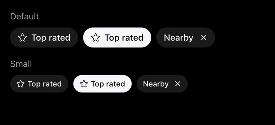 Chip (sizes) on iOS in dark mode