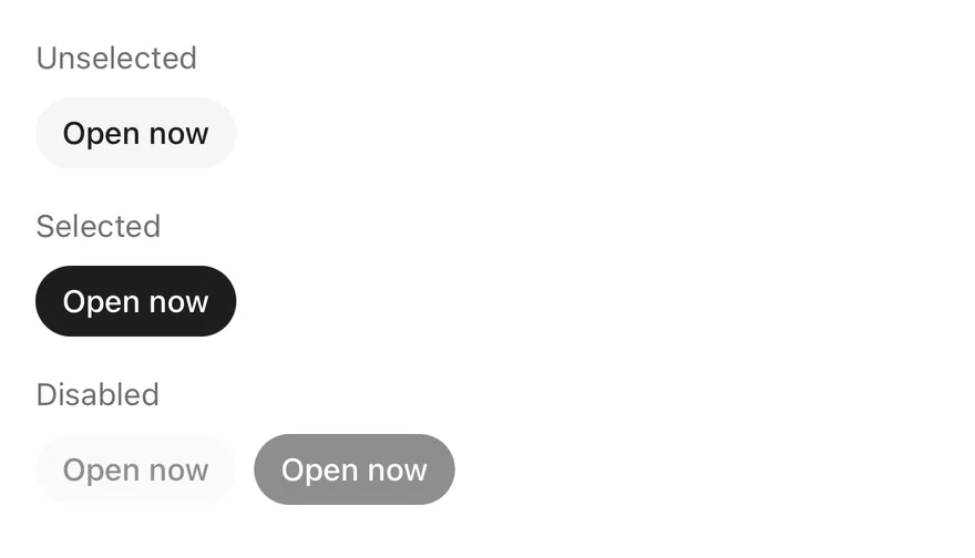 Chip (states) on iOS in light mode