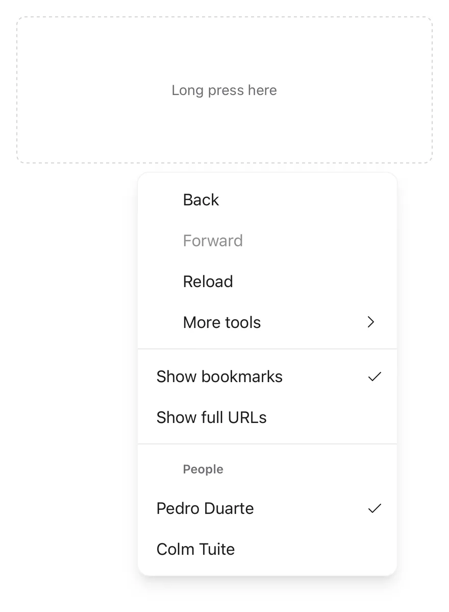 Context Menu on iOS in light mode
