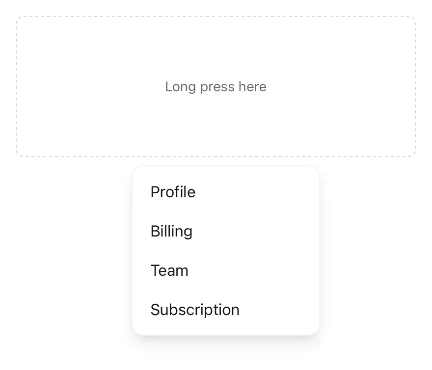 Context Menu (simple) on iOS in light mode