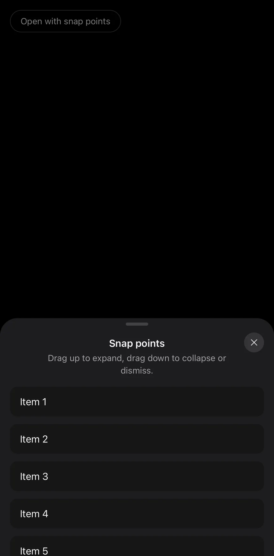 Drawer (snap points) on iOS in dark mode