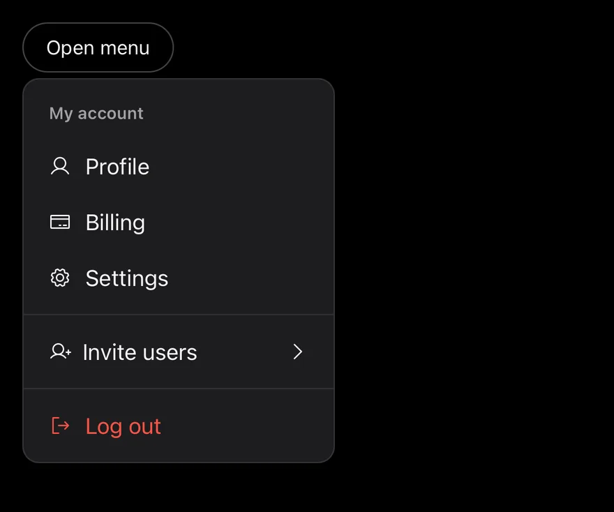 Dropdown Menu (open by default) on iOS in dark mode