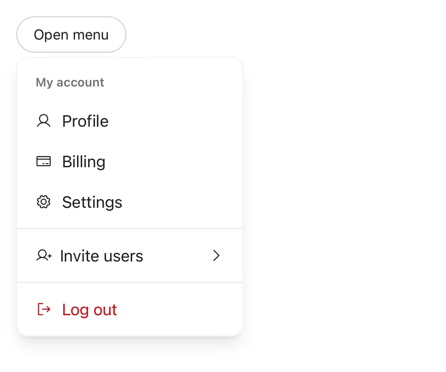 Dropdown Menu (open by default) on iOS in light mode