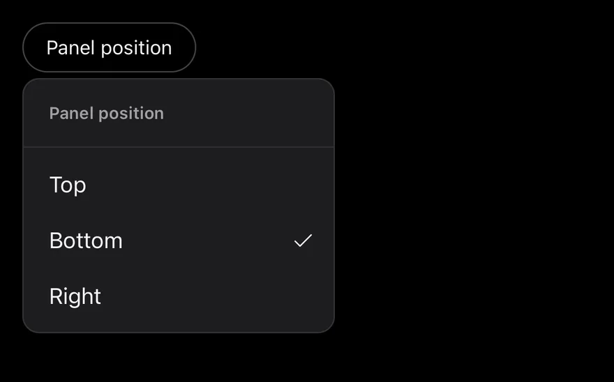 Dropdown Menu (radio group) on iOS in dark mode