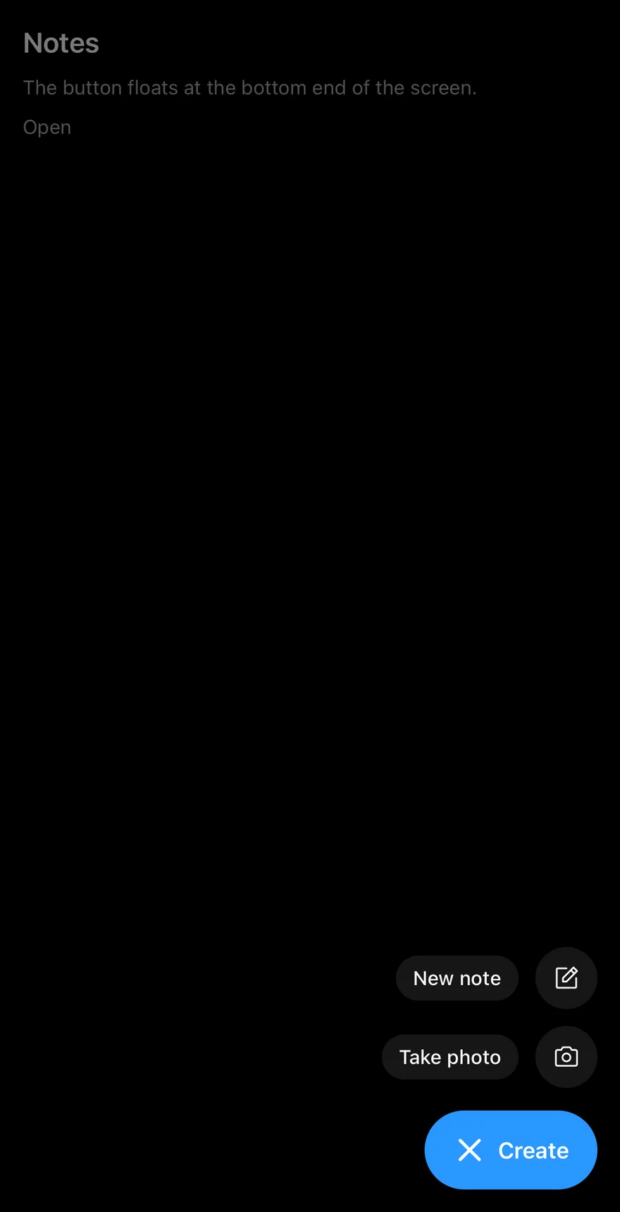 Fab (controlled) on iOS in dark mode