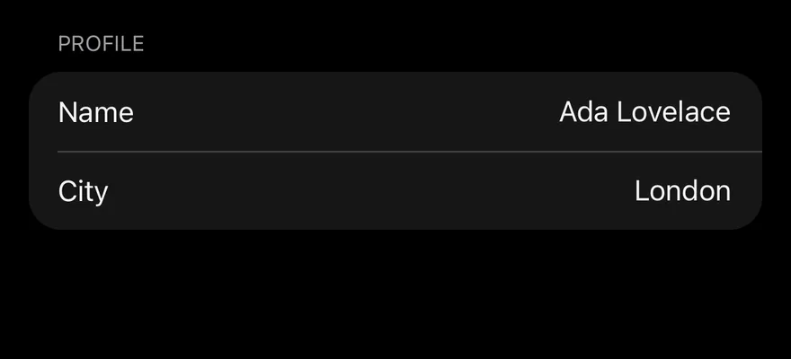 Field (inset) on iOS in dark mode