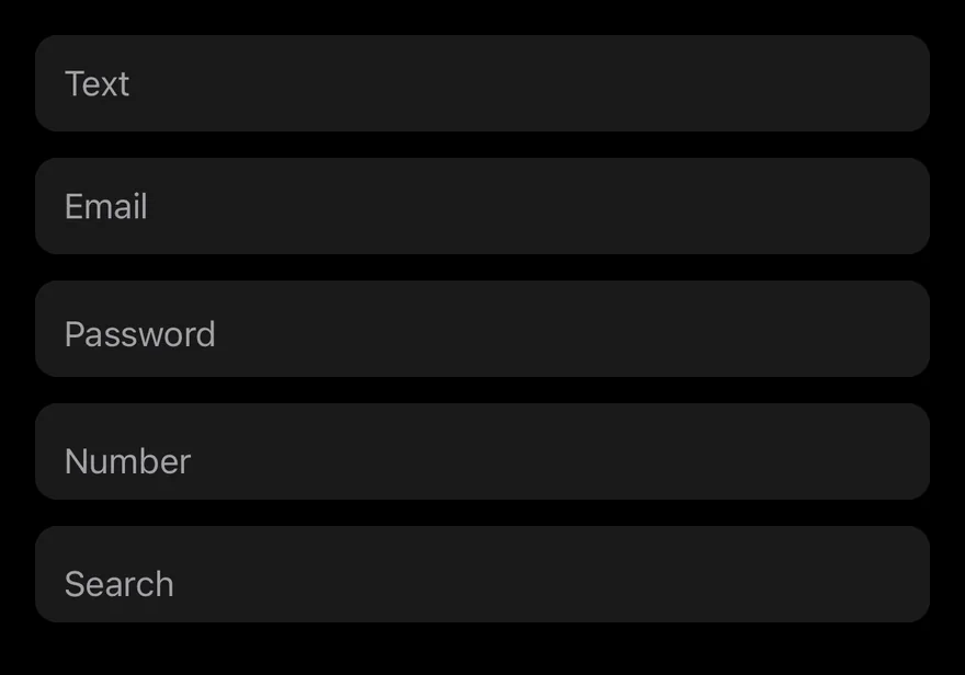 Input (types) on iOS in dark mode