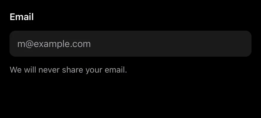 Input (with label) on iOS in dark mode