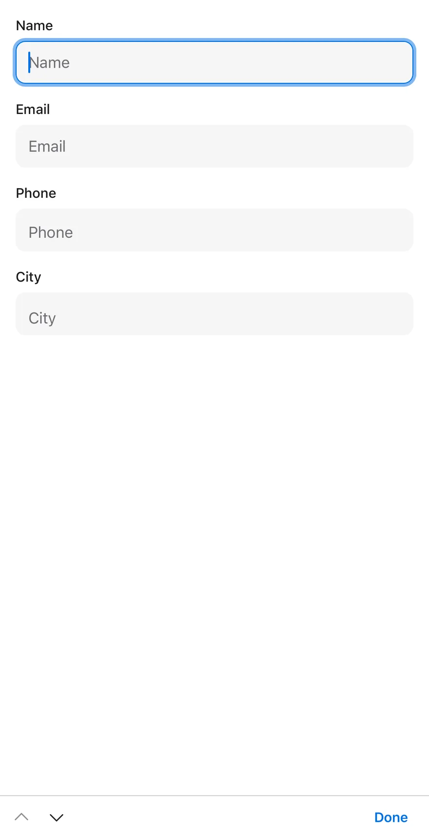 Input Accessory Bar (focused) on iOS in light mode
