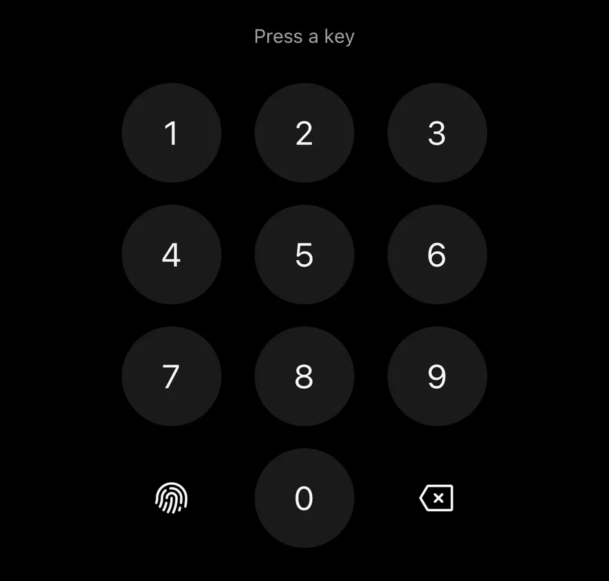 Keypad (biometric) on iOS in dark mode