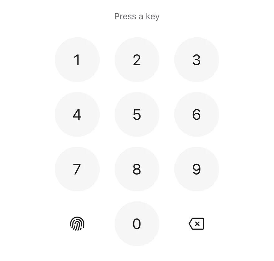 Keypad (biometric) on iOS in light mode