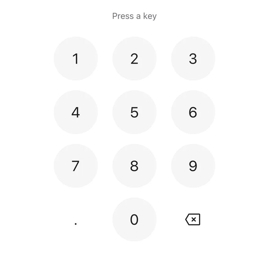 Keypad (decimal) on iOS in light mode
