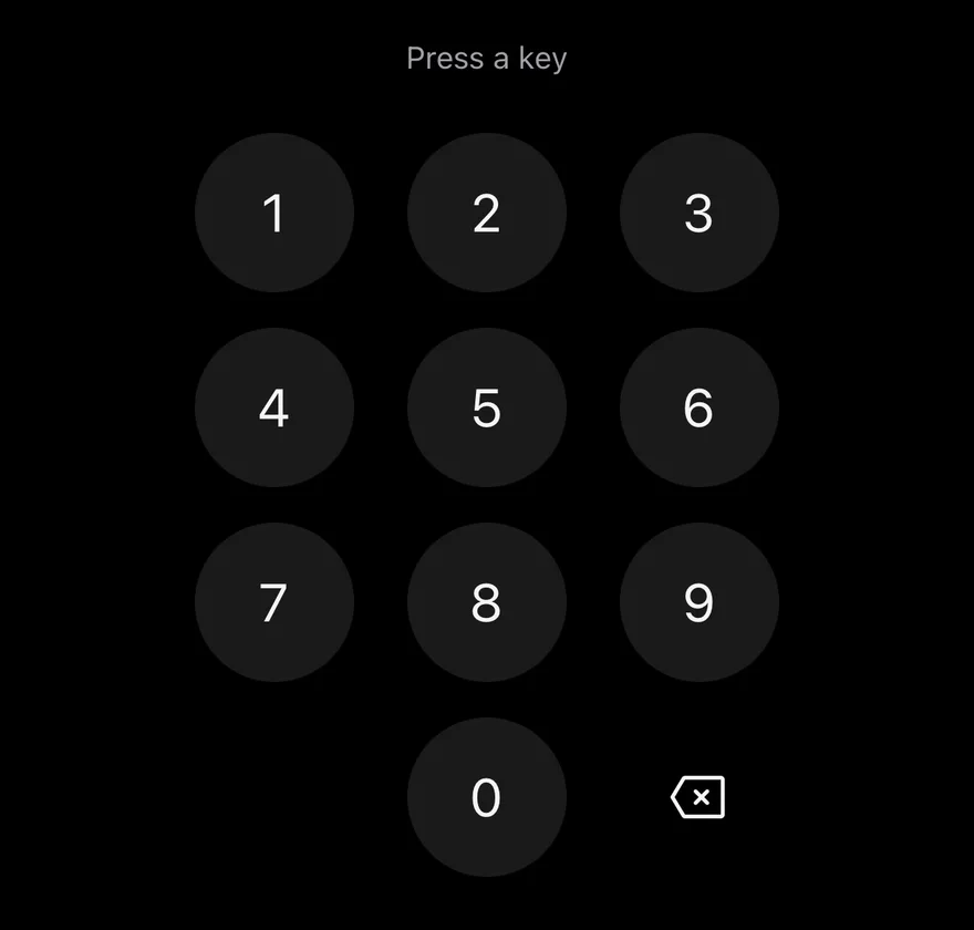 Keypad on iOS in dark mode