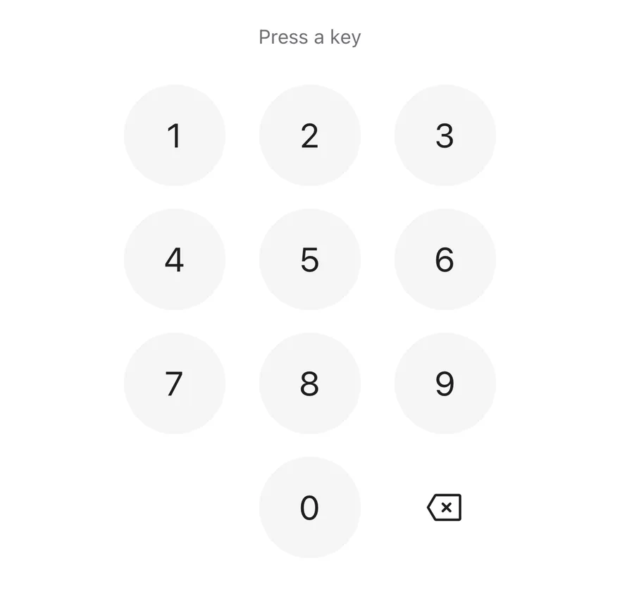 Keypad on iOS in light mode
