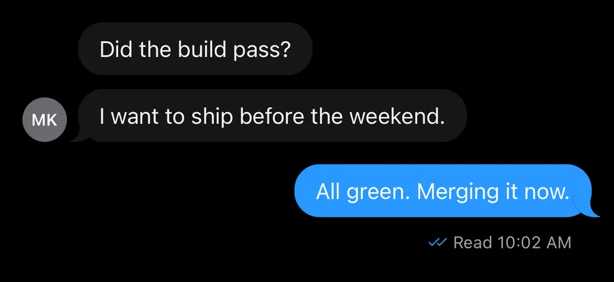 Message (conversation) on iOS in dark mode