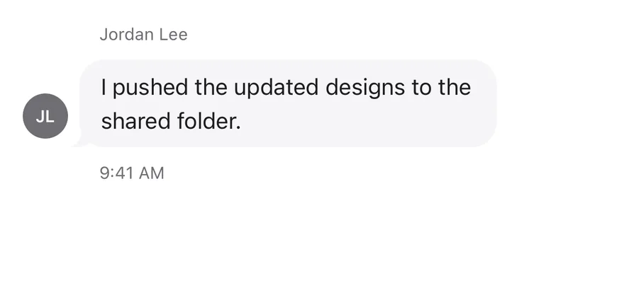 Message (with header and footer) on iOS in light mode