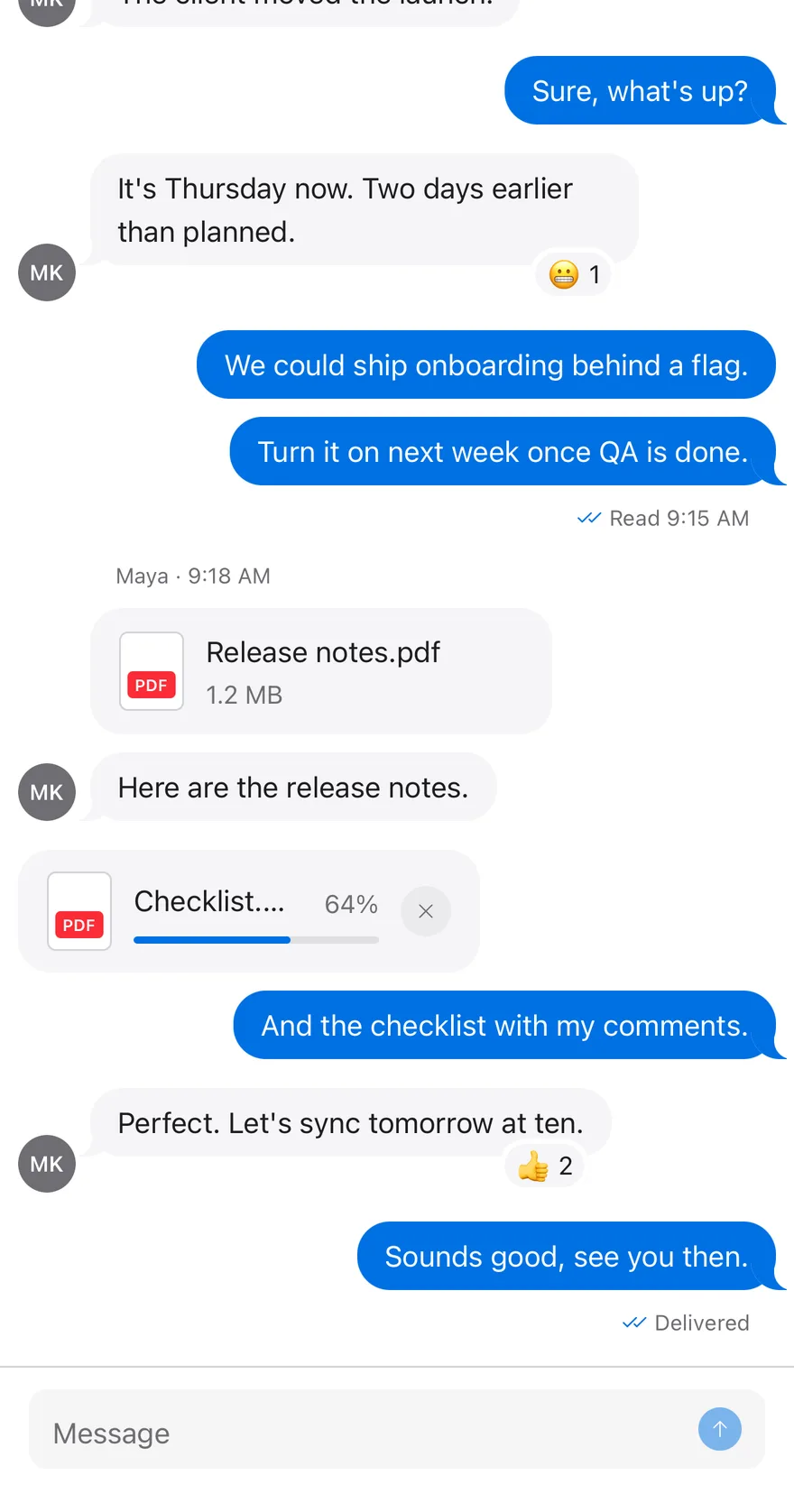 Message Scroller on iOS in light mode