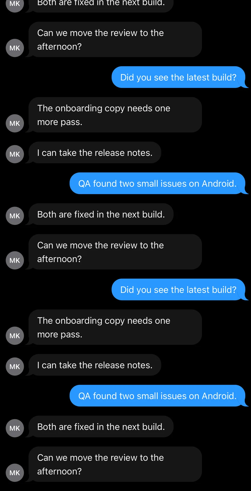 Message Scroller (load older) on iOS in dark mode