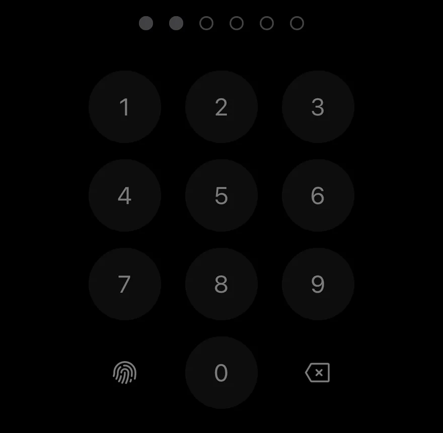 Pin Pad (disabled) on iOS in dark mode
